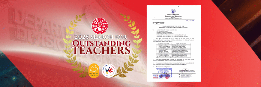 Panel Interview of Top 10 for the 2025 Search for Most Outstanding Teachers [DM 318, s. 2025]